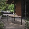 Masa de gradina, plastic, Keter, pentru 8 persoane, colectia Porto, culoare bej, cadru metalic, dimensiuni 200x95x75 cm