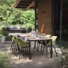 Masa de gradina, plastic, Keter, pentru 8 persoane, colectia Porto, culoare bej, cadru metalic, dimensiuni 200x95x75 cm