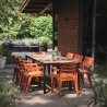Masa de gradina, plastic, Keter, pentru 8 persoane, colectia Porto, culoare bej, cadru metalic, dimensiuni 200x95x75 cm
