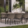 Masa de gradina, plastic, Keter, pentru 8 persoane, colectia Porto, culoare maro nuc, cadru metalic, dimensiuni 200x95x75 cm