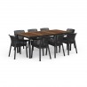 Masa de gradina, plastic, Keter, pentru 8 persoane, colectia Porto, culoare maro nuc, cadru metalic, dimensiuni 200x95x75 cm