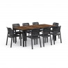 Masa de gradina, plastic, Keter, pentru 8 persoane, colectia Porto, culoare maro nuc, cadru metalic, dimensiuni 200x95x75 cm
