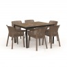 Masa de gradina, plastic, Keter, pentru 6 persoane, colectia Porto, culoare bej, cadru metalic, dimensiuni 159x95x75 cm