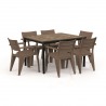 Masa de gradina, plastic, Keter, pentru 6 persoane, colectia Porto, culoare bej, cadru metalic, dimensiuni 159x95x75 cm