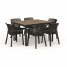 Masa de gradina, plastic, Keter, pentru 6 persoane, colectia Porto, culoare bej, cadru metalic, dimensiuni 159x95x75 cm