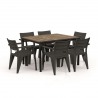 Masa de gradina, plastic, Keter, pentru 6 persoane, colectia Porto, culoare bej, cadru metalic, dimensiuni 159x95x75 cm