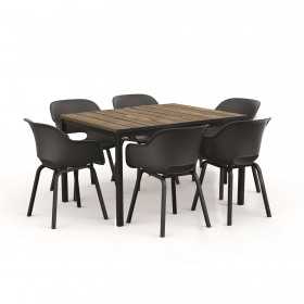 Masa de gradina, plastic, Keter, pentru 6 persoane, colectia Porto, culoare bej, cadru metalic, dimensiuni 159x95x75 cm