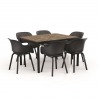 Masa de gradina, plastic, Keter, pentru 6 persoane, colectia Porto, culoare bej, cadru metalic, dimensiuni 159x95x75 cm