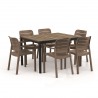 Masa de gradina, plastic, Keter, pentru 6 persoane, colectia Porto, culoare bej, cadru metalic, dimensiuni 159x95x75 cm
