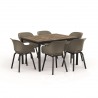 Masa de gradina, plastic, Keter, pentru 6 persoane, colectia Porto, culoare bej, cadru metalic, dimensiuni 159x95x75 cm