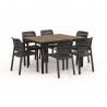 Masa de gradina, plastic, Keter, pentru 6 persoane, colectia Porto, culoare bej, cadru metalic, dimensiuni 159x95x75 cm