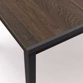 Masa de gradina, plastic, Keter, pentru 6 persoane, colectia Porto, culoare maro nuc, cadru metalic, dimensiuni 159x95x75 cm