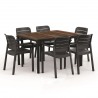 Masa de gradina, plastic, Keter, pentru 6 persoane, colectia Porto, culoare maro nuc, cadru metalic, dimensiuni 159x95x75 cm