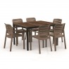 Masa de gradina, plastic, Keter, pentru 6 persoane, colectia Porto, culoare maro nuc, cadru metalic, dimensiuni 159x95x75 cm