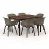 Masa de gradina, plastic, Keter, pentru 6 persoane, colectia Porto, culoare maro nuc, cadru metalic, dimensiuni 159x95x75 cm