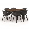 Masa de gradina, plastic, Keter, pentru 6 persoane, colectia Porto, culoare maro nuc, cadru metalic, dimensiuni 159x95x75 cm