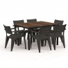 Masa de gradina, plastic, Keter, pentru 6 persoane, colectia Porto, culoare maro nuc, cadru metalic, dimensiuni 159x95x75 cm