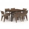 Masa de gradina, plastic, Keter, pentru 6 persoane, colectia Porto, culoare maro nuc, cadru metalic, dimensiuni 159x95x75 cm