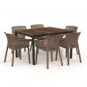 Masa de gradina, plastic, Keter, pentru 6 persoane, colectia Porto, culoare maro nuc, cadru metalic, dimensiuni 159x95x75 cm