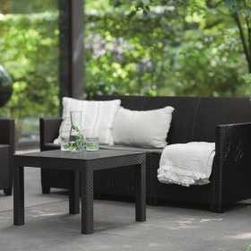 Set mobilier gradina si terasa, imitatie ratan, Keter Marie, cu masuta Orlando, 2 fotolii, 1 canapea, 4 locuri, culoare grafit, rezistent UV si intemperii, usor de asamblat