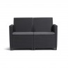 Set mobilier gradina si terasa, imitatie ratan, Keter Marie, cu masuta Orlando, 2 fotolii, 1 canapea, 4 locuri, culoare grafit, rezistent UV si intemperii, usor de asamblat 