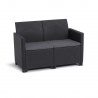 Set mobilier gradina si terasa, imitatie ratan, Keter Marie, cu masuta Orlando, 2 fotolii, 1 canapea, 4 locuri, culoare grafit, rezistent UV si intemperii, usor de asamblat 