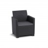 Set mobilier gradina si terasa, imitatie ratan, Keter Marie, cu masuta Orlando, 2 fotolii, 1 canapea, 4 locuri, culoare grafit, rezistent UV si intemperii, usor de asamblat 