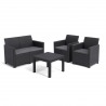 Set mobilier gradina si terasa, imitatie ratan, Keter Marie, cu masuta Orlando, 2 fotolii, 1 canapea, 4 locuri, culoare grafit, rezistent UV si intemperii, usor de asamblat 