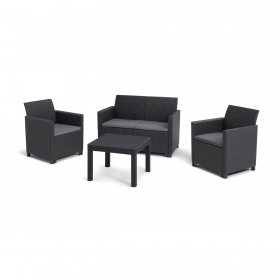 Set mobilier gradina si terasa, imitatie ratan, Keter Marie, cu masuta Orlando, 2 fotolii, 1...