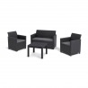 Set mobilier gradina si terasa, imitatie ratan, Keter Marie, cu masuta Orlando, 2 fotolii, 1 canapea, 4 locuri, culoare grafit, rezistent UV si intemperii, usor de asamblat 