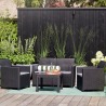 Set mobilier gradina si terasa, imitatie ratan, Keter Marie, cu masuta Orlando, 2 fotolii, 1 canapea, 4 locuri, culoare grafit, rezistent UV si intemperii, usor de asamblat 