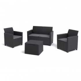 Set mobilier gradina si terasa, imitatie ratan, Keter Marie, cu masuta depozitare, 2 fotolii, 1...