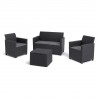 Set mobilier gradina si terasa, imitatie ratan, Keter Marie, cu masuta depozitare, 2 fotolii, 1 canapea, 4 locuri, culoare grafit, rezistent UV si intemperii, usor de asamblat 