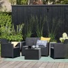 Set mobilier gradina si terasa, imitatie ratan, Keter Marie, cu masuta depozitare, 2 fotolii, 1 canapea, 4 locuri, culoare grafit, rezistent UV si intemperii, usor de asamblat 