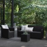 Set mobilier gradina si terasa, imitatie ratan, Keter Marie, cu masuta depozitare, 2 fotolii, 1 canapea, 4 locuri, culoare grafit, rezistent UV si intemperii, usor de asamblat 