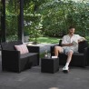 Set mobilier gradina si terasa, imitatie ratan, Keter Marie, cu masuta depozitare, 2 fotolii, 1 canapea, 4 locuri, culoare grafit, rezistent UV si intemperii, usor de asamblat 