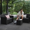 Set mobilier gradina si terasa, imitatie ratan, Keter Marie, cu masuta depozitare, 2 fotolii, 1 canapea, 4 locuri, culoare grafit, rezistent UV si intemperii, usor de asamblat 