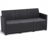 Set mobilier de gradina, grafit, polipropilena, Keter Marie, pentru terasa, fara masa, 1 canapea, 2 fotolii, aspect ratan, rezistent UV 