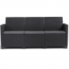 Set mobilier de gradina, grafit, polipropilena, Keter Marie, pentru terasa, fara masa, 1 canapea, 2 fotolii, aspect ratan, rezistent UV 