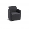Set mobilier de gradina, grafit, polipropilena, Keter Marie, pentru terasa, fara masa, 1 canapea, 2 fotolii, aspect ratan, rezistent UV 
