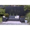 Set mobilier de gradina, grafit, polipropilena, Keter Marie, pentru terasa, fara masa, 1 canapea, 2 fotolii, aspect ratan, rezistent UV 