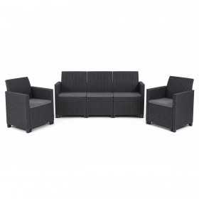 Set mobilier de gradina, grafit, polipropilena, Keter Marie, pentru terasa, fara masa, 1 canapea,...