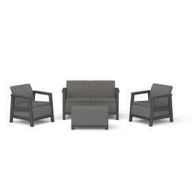 Set mobilier de terasa, aspect iuta, Keter Scandi, pentru gradina sau foisor, cu masuta...