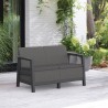 Set mobilier de terasa, aspect iuta, Keter Scandi, pentru gradina sau foisor, cu masuta depozitare, 1 canapea, 2 fotolii, 4 locuri, culoare grafit, rezistent UV 
