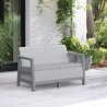 Set mobilier de terasa, aspect iuta, Keter Scandi, pentru gradina sau foisor, cu masuta depozitare, 1 canapea, 2 fotolii, 4 locuri, culoare gri, rezistent UV 