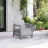 Set mobilier de terasa, aspect iuta, Keter Scandi, pentru gradina sau foisor, cu masuta depozitare, 1 canapea, 2 fotolii, 4 locuri, culoare gri, rezistent UV 