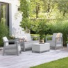 Set mobilier de terasa, aspect iuta, Keter Scandi, pentru gradina sau foisor, cu masuta depozitare, 1 canapea, 2 fotolii, 4 locuri, culoare gri, rezistent UV 