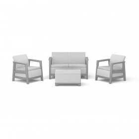 Set mobilier de terasa, aspect iuta, Keter Scandi, pentru gradina sau foisor, cu masuta...