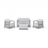 Set mobilier de terasa, aspect iuta, Keter Scandi, pentru gradina sau foisor, cu masuta depozitare, 1 canapea, 2 fotolii, 4 locuri, culoare gri, rezistent UV 
