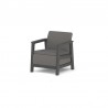 Set mobilier de terasa, aspect iuta, Keter Scandi, pentru gradina sau foisor, cu masuta depozitare, 1 canapea, 2 fotolii, 4 locuri, culoare grafit, rezistent UV 